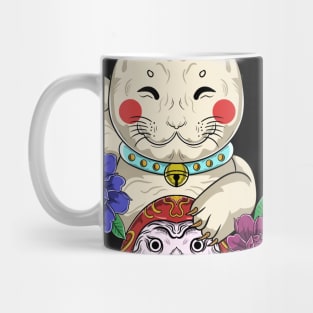 Cute Cat Luck Japanese Daruma Mug